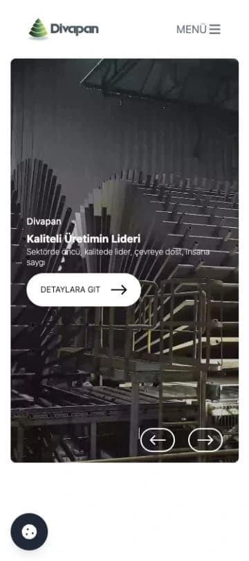 Divapan’ın üretim odaklı açılışının telefondaki görünümü.