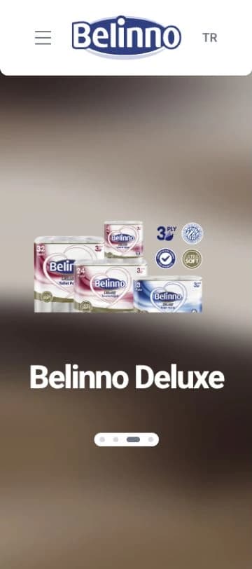 Belinno’nun mobil görünümünde ürün serisinin görsel sunumu.
